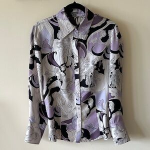 Ann Taylor Lavender and Black Floral Shirt